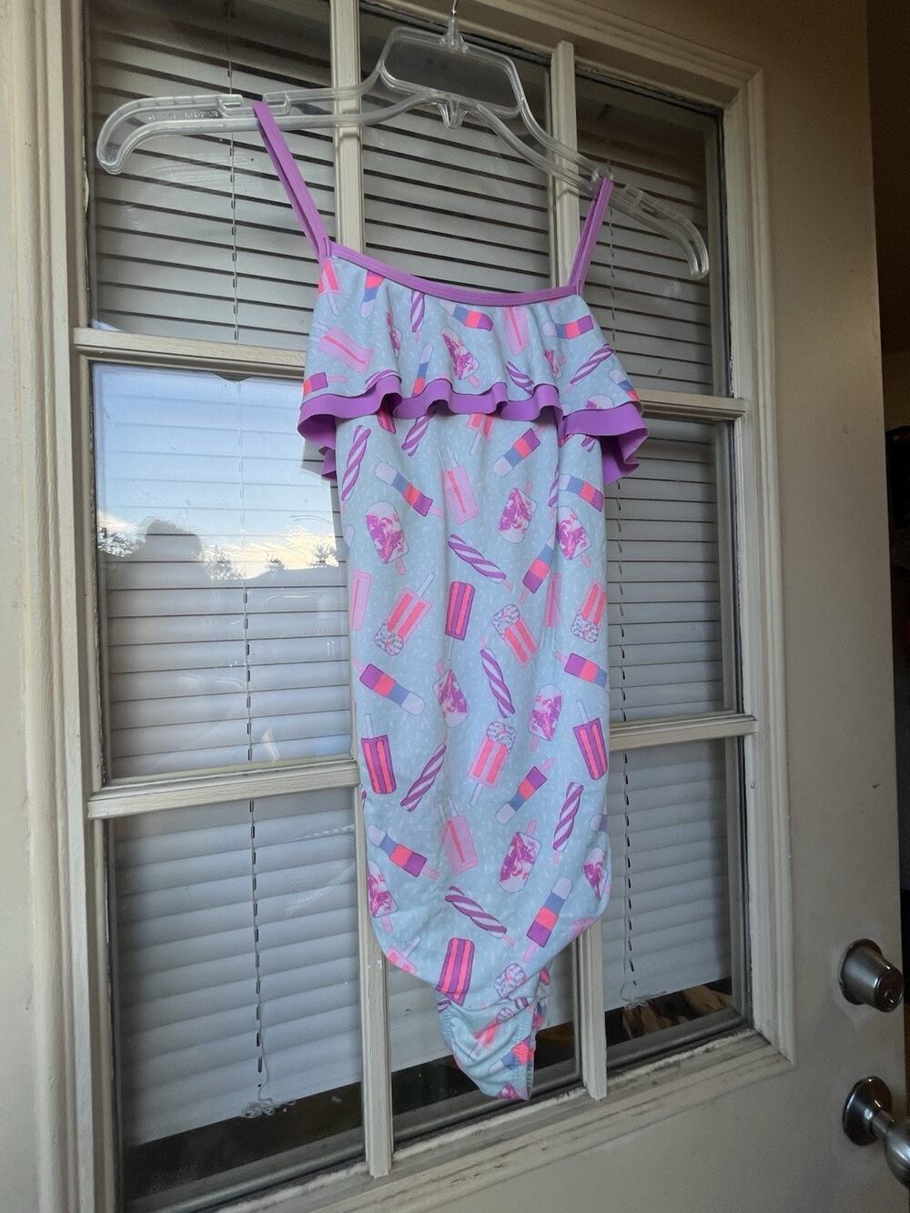 LANDS END GIRLS SIZE 14 - 1 PIECE SWIM SUIT -ICE CREAM POPSICLES Ruffle